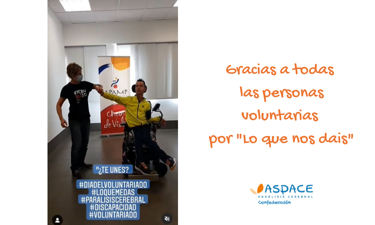 #LoQueMeDas la campaña del Movimiento ASPACE para agradecer la inestimable labor del voluntariado con las personas con parálisis cerebral